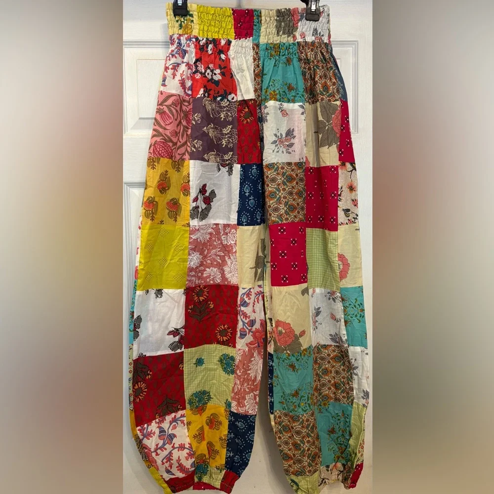 NWT Art Studio Company Sari Cotton Patchwork Jogger Pants Women’s L/XL - Picture 10 of 16